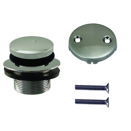 Westbrass 1-1/2" Tip-Toe Bathtub Drain with Two-Hole Overflow, Satin Nickel D93-2-07